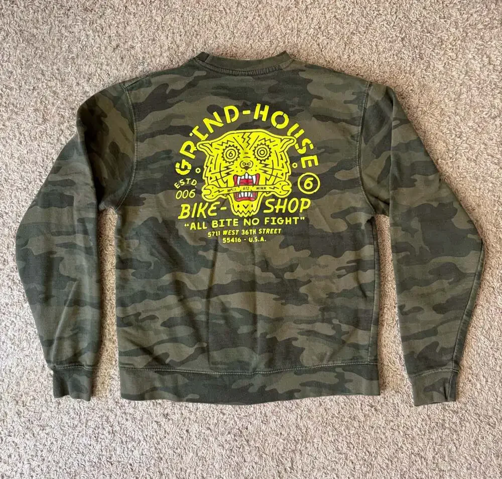 Twin Six Grind-House Bike Shop Camouflage Crewneck Sweatshirt